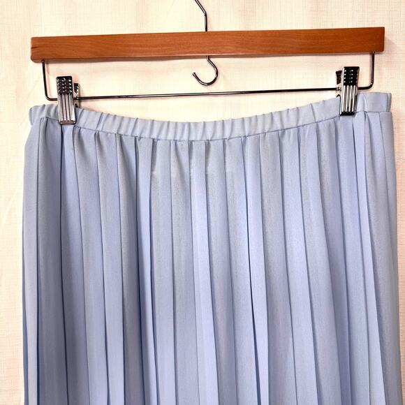 Vintage 80s Pleated Midi Skirt Size 10 Baby Blue Feminine Retro Business Casual‎ - Picture 6 of 9